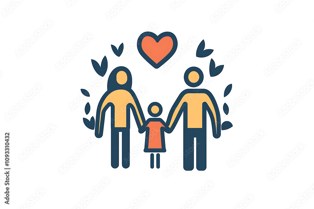 Icon of a family holding hands, symbolizing unity, care, and emotional connection. Icon of a family holding hands, symbolizing unity, care, and emotional connection.
