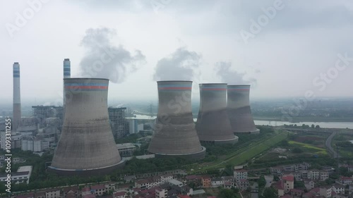 aerial view of a thermal power plant in China. High quality 4k footage