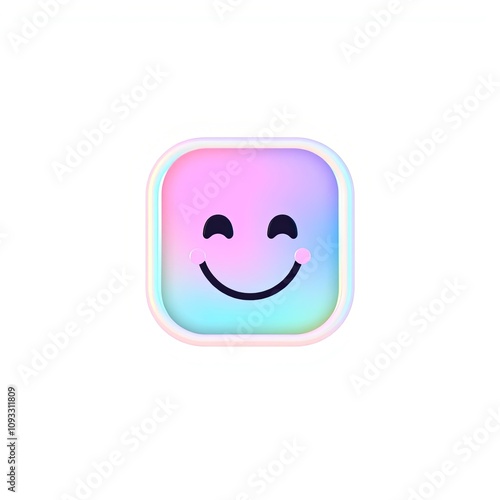 Minimalistic Icon with Iridescent Color Shift for Joyful Transparent Overlay Design, High Resolution, Clear Details, White Background, Copy Space