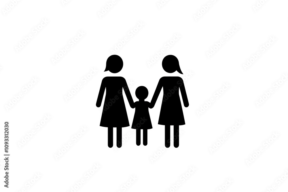 Icon of a family holding hands, symbolizing unity, care, and emotional connection. Icon of a family holding hands, symbolizing unity, care, and emotional connection.