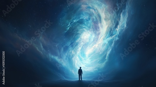 Exploring the cosmic mysteries outer space digital art ethereal environment wide viewpoint