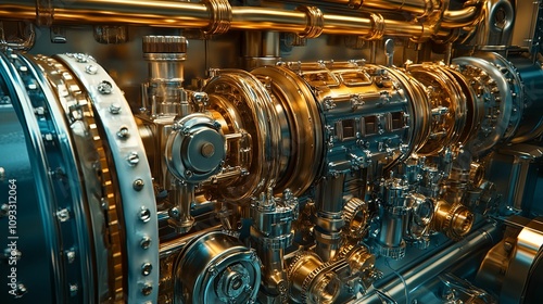 Intricate Gold And Silver Engine Machinery Detail