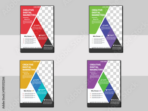 Corporate business flyer template design,Business Flyer Layout in Four Colors,digital marketing flyer set.corporate identity, branding, social media advertising,promotion, publication, Corpotare busin photo