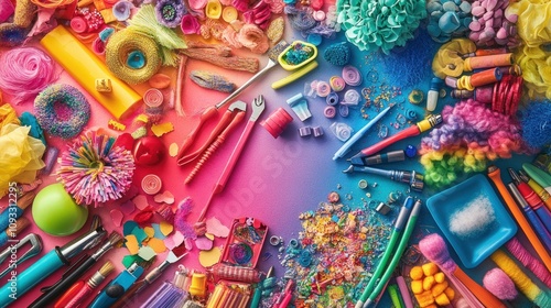 Wallpaper Mural Vibrant Colorful Art Supplies Arranged Artistically Torontodigital.ca