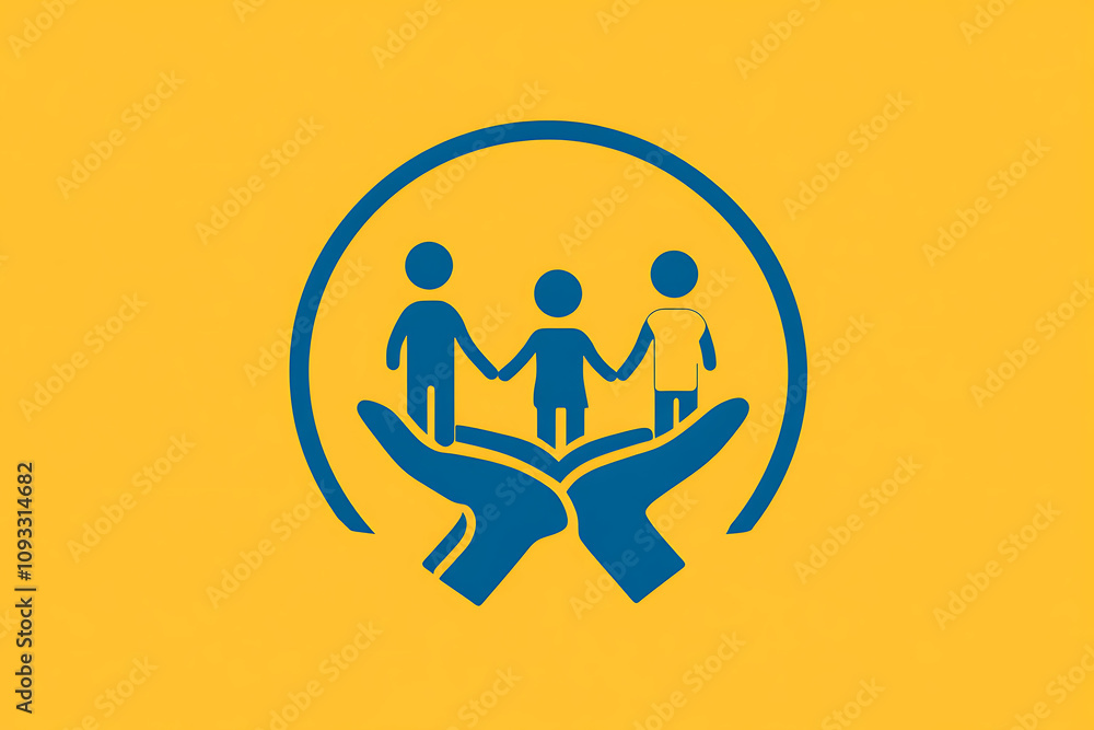 Icon of a family holding hands, symbolizing unity, care, and emotional connection. Icon of a family holding hands, symbolizing unity, care, and emotional connection.