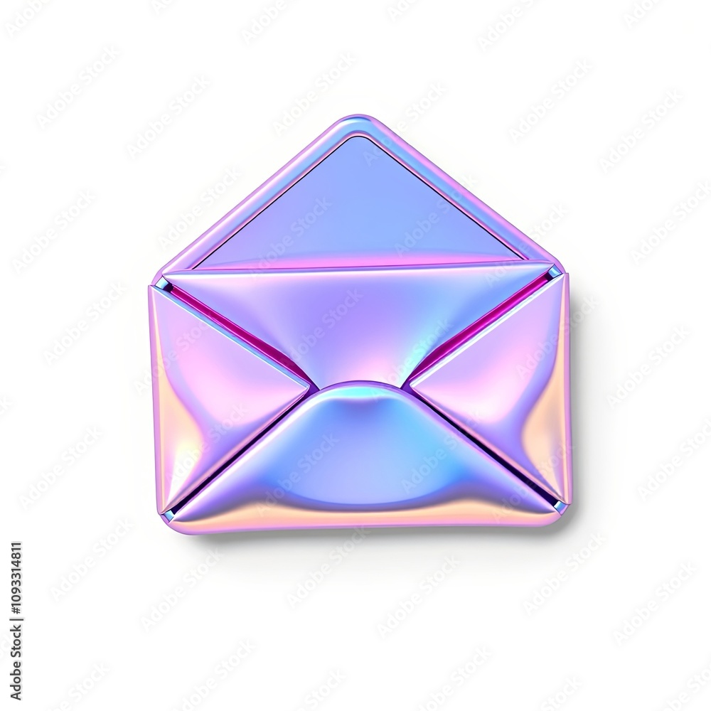3D Holographic Cash Envelopes Icon with Iridescent Delightful Style for Joyful Themes, Copy Space 3D Holographic Cash Envelopes Icon with Iridescent Delightful Style for Joyful Themes, Copy Space