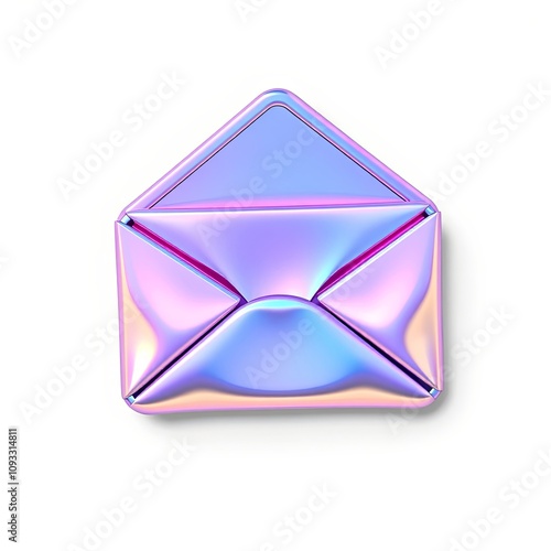 3D Holographic Cash Envelopes Icon with Iridescent Delightful Style for Joyful Themes, Copy Space