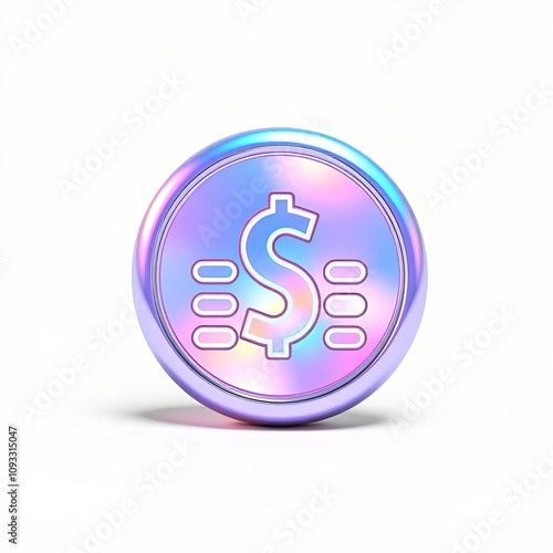 Icon of Payroll Taxes, Joyful Holographic Style, 3D Illustration, High Resolution, Copy Space