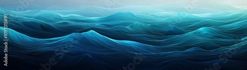 A serene abstract representation of ocean waves, showcasing stunning shades of blue and green in harmonious flow.