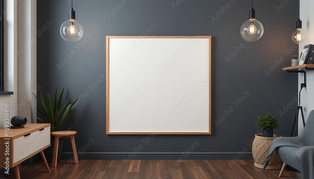Trendy 3D Render of a Poster Frame in a Hipster Room Trendy 3D Render of a Poster Frame in a Hipster Room
