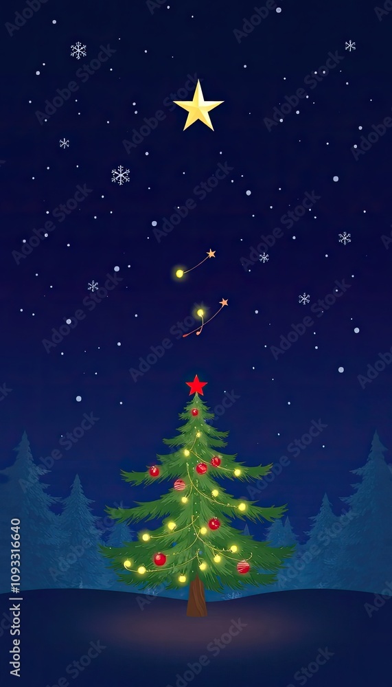 Fototapeta premium christmas tree with snow. christmas tree icon or logo christmas tree. greeting card design cover. 