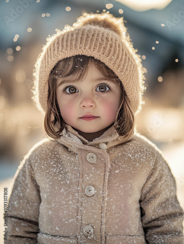 portrait of a little child in winter