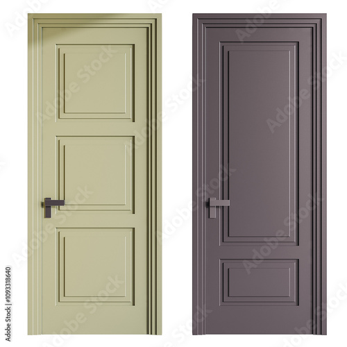 Two doors, one is white and the other is brown