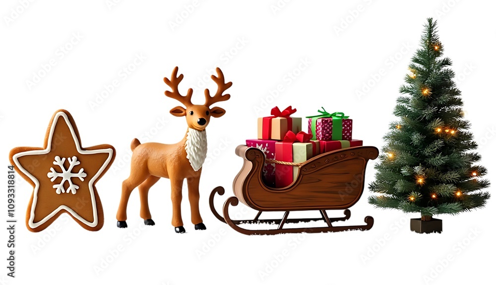 Fototapeta premium santa claus and reindeer