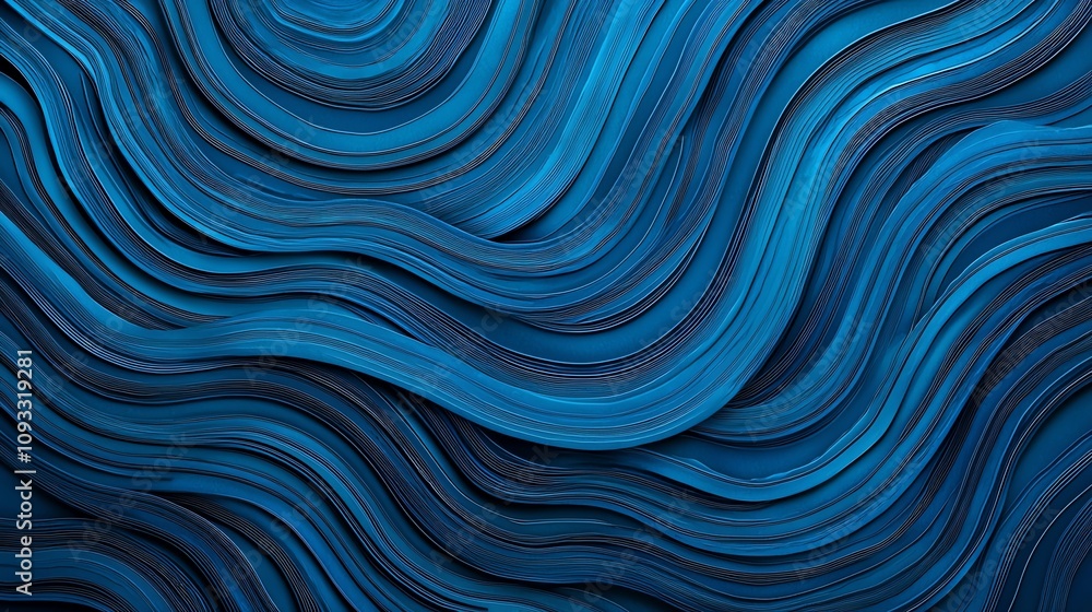 Abstract blue waves create a soothing and dynamic design, perfect for backgrounds or graphics that evoke calmness and fluidity.