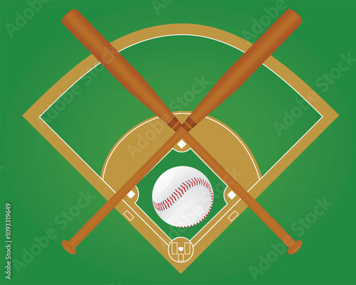 Baseball ball and bats. vector illustration