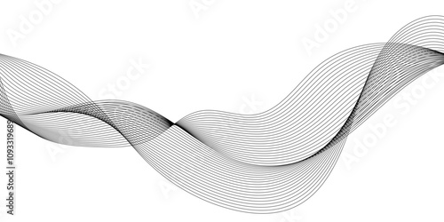 Abstract modern wavy lines background, 3d contour line patterned illustration background, abstract background with black waves design, abstract wave element for line design.