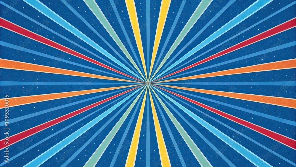 Fototapeta premium Blue radial gradient background with bold and colorful lines radiating from the center forming a dynamic pattern, radial pattern, modern style