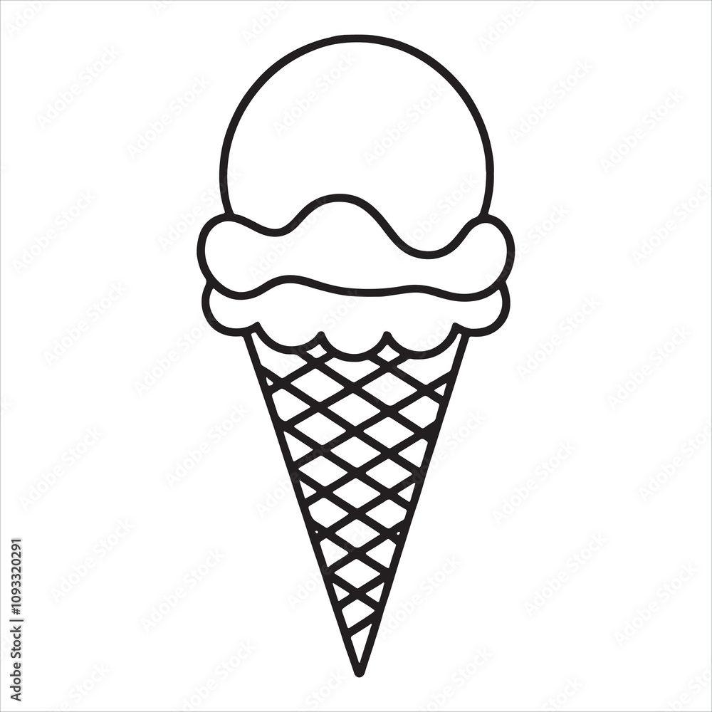 single one line Ice cream cone silhouette on white background
single one line Ice cream cone silhouette on white background