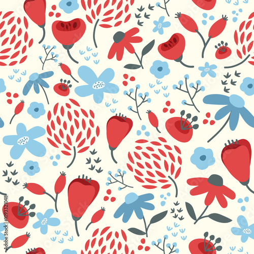 Floral seamless pattern. Simple design for paper, cover, fabric, interior decor and other users.