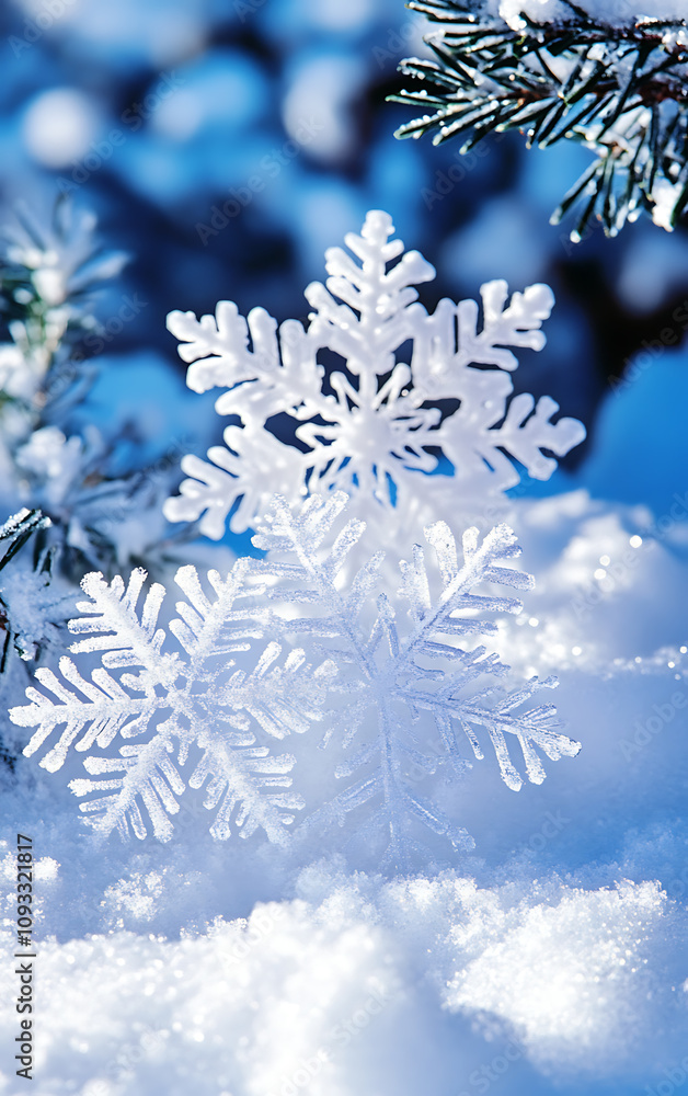 A winter forest where snowflakes fall upward, each one carryingtiny glowing light,copyspace A winter forest where snowflakes fall upward, each one carryingtiny glowing light,copyspace