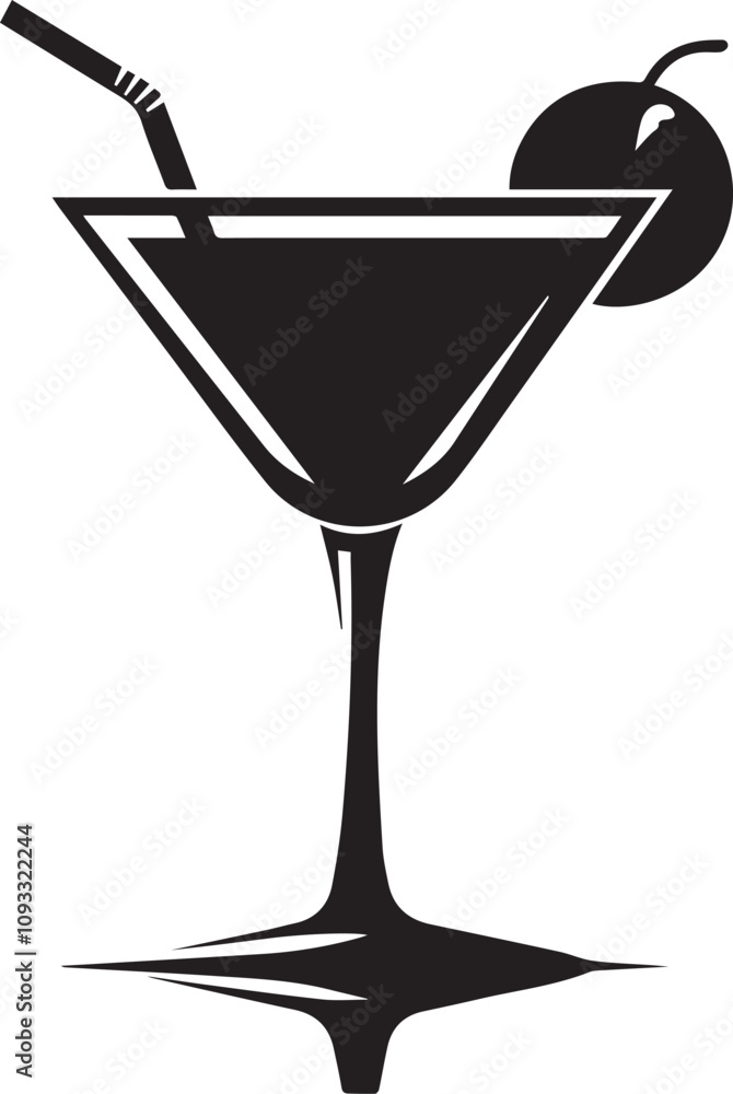Cocktail Silhouette black and white background Cocktail Silhouette black and white background