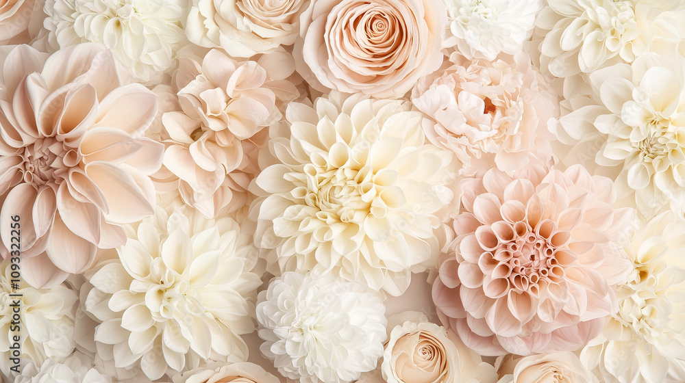Cream and blush floral arrangement with layered petals.. Cream and blush floral arrangement with layered petals..