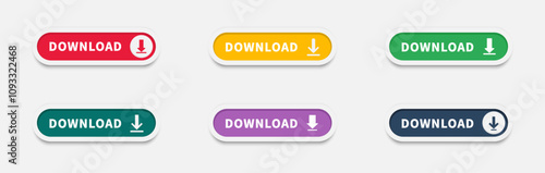 Download button with arrow icon. Upload icon. Save cloud icon push button for UI UX, website, mobile application. Click here vector web button. Web button with action of arrow pointer. Vector