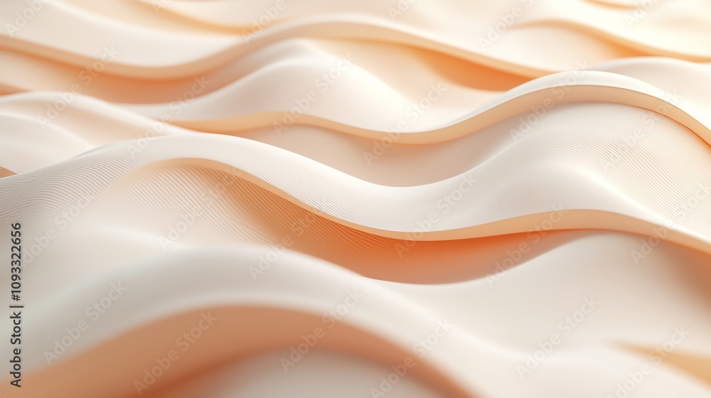 Fototapeta premium Soft, flowing fabric with gentle waves in a serene peach tone, perfect for backgrounds and textures in digital design.