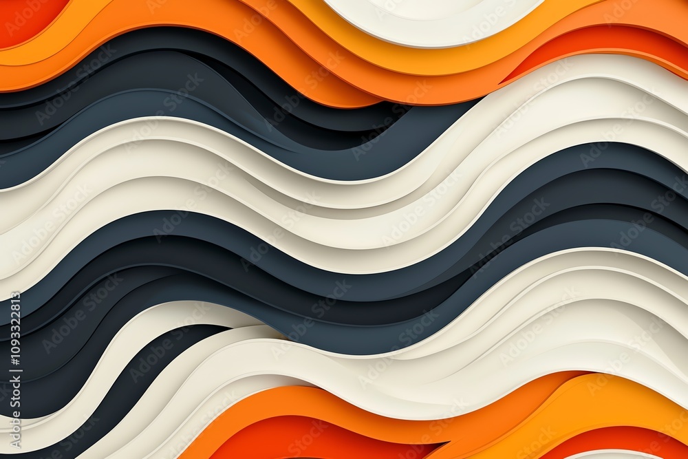 Stylish layered paper design showcasing fluid curves in orange, cream, and navy tones, perfect for modern backgrounds or graphics. Stylish layered paper design showcasing fluid curves in orange, cream, and navy tones, perfect for modern backgrounds or graphics.