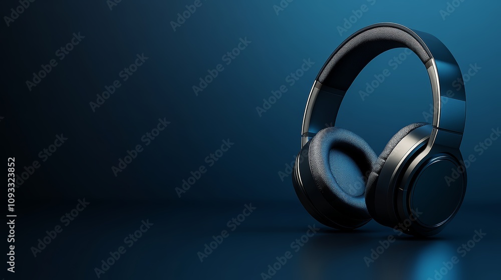 Immersive audio experience, wireless headphones isolated on vibrant blue for enhanced listening pleasure Immersive audio experience, wireless headphones isolated on vibrant blue for enhanced listening pleasure