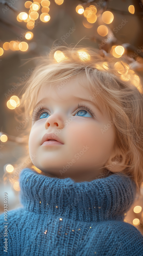 baby against blurred Christmas tree, New Year, banner baby against blurred Christmas tree, New Year, banner