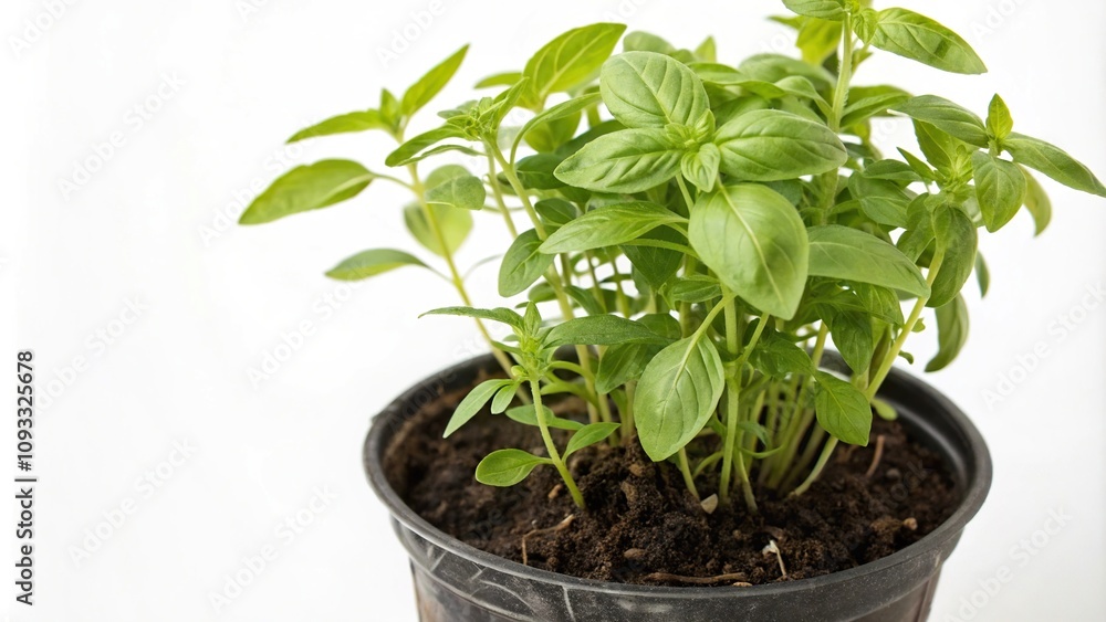 Close-up of a single herb plant in a pot, indoor gardening, succulents Close-up of a single herb plant in a pot, indoor gardening, succulents
