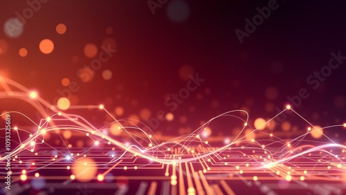 Abstract digital network connection. Glowing lines and nodes.