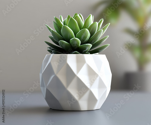  A sleek, minimalist cube-shaped planter pot photo