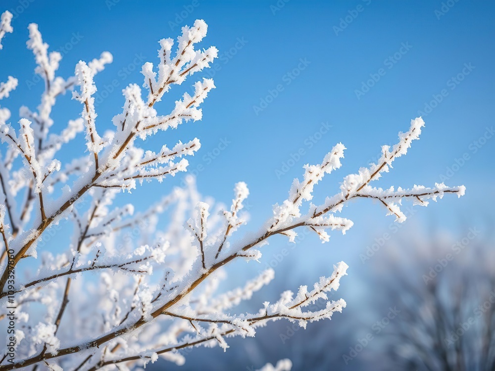Frosty branches swayed gently in the cold winter breeze against a brilliant blue sky with hoarfrost covering every inch of their surface, snow covered branches, frosted tree branches, frozen tree Frosty branches swayed gently in the cold winter breeze against a brilliant blue sky with hoarfrost covering every inch of their surface, snow covered branches, frosted tree branches, frozen tree