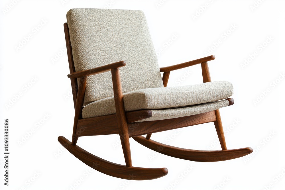 Classic rocking chair with a wooden frame and soft cushion, isolated on white background. Classic rocking chair with a wooden frame and soft cushion, isolated on white background.