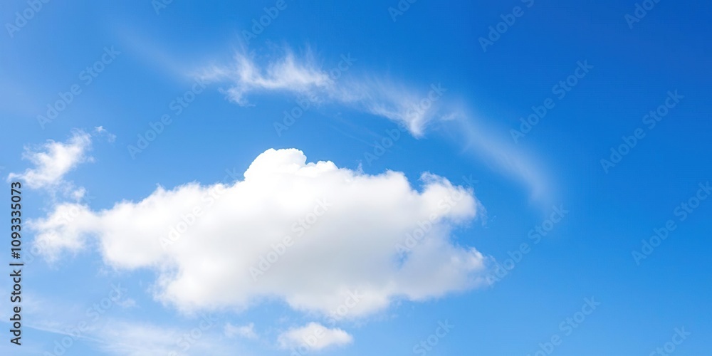 Soft white cloud floats gently across a bright blue sky with a few wispy cirrus clouds scattered throughout, outdoor, blue sky, clouds Soft white cloud floats gently across a bright blue sky with a few wispy cirrus clouds scattered throughout, outdoor, blue sky, clouds