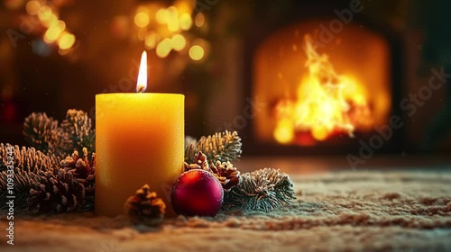 Cozy Candlelight by the Fireplace. looping video.