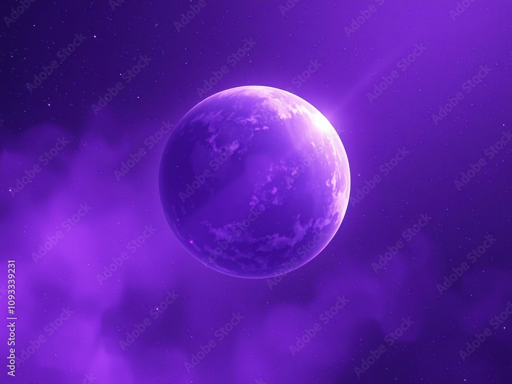 Ethereal celestial body floating in a void of shimmering purple gas, planet, celestial body, asteroid Ethereal celestial body floating in a void of shimmering purple gas, planet, celestial body, asteroid