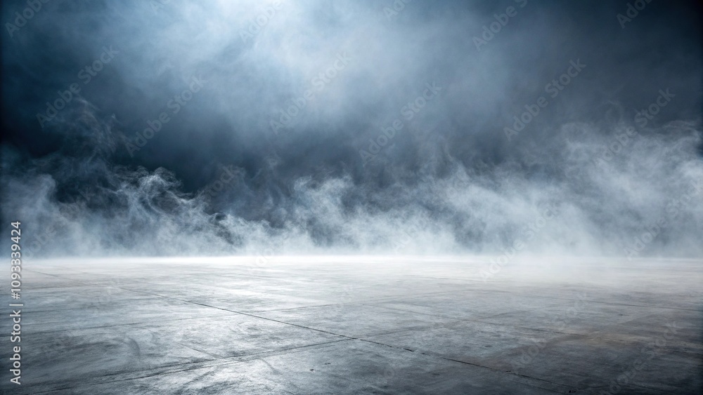 Fototapeta premium Ethereal misty fog swirling in a vast empty space, vast, subtle, atmospheric perspective, layered