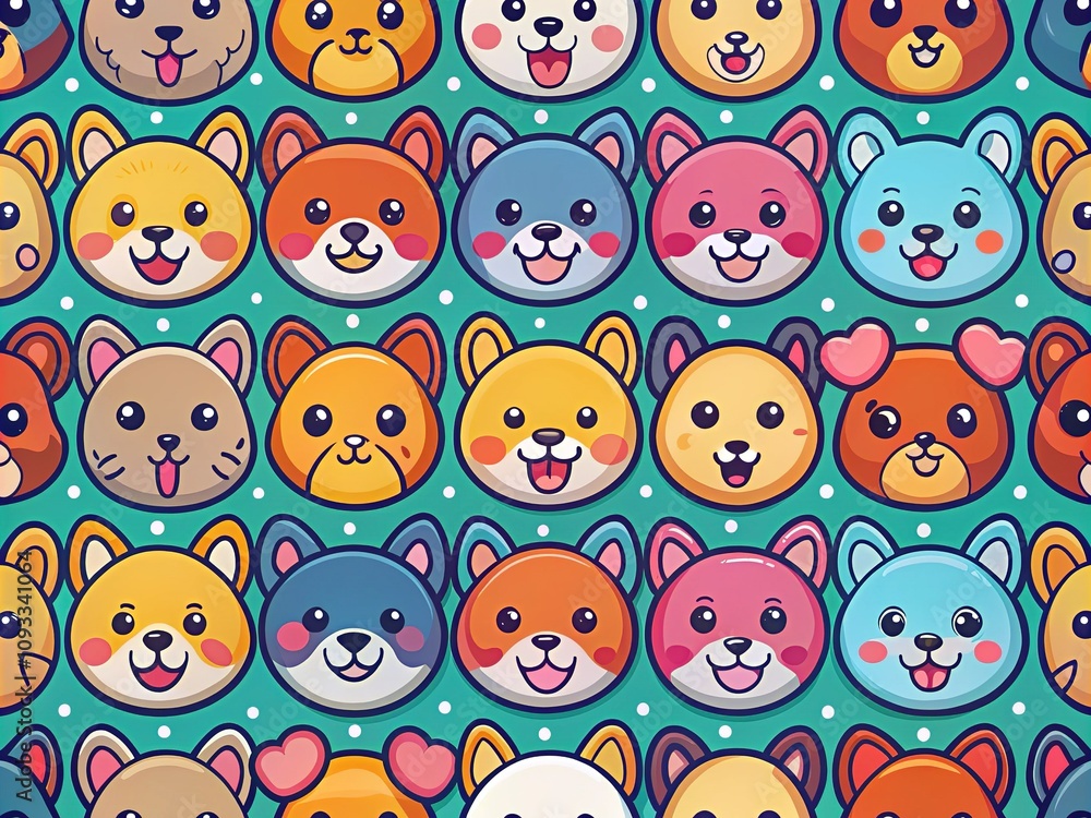 Add a playful touch to any project with this adorable seamless pattern of doodle dog faces. Add a playful touch to any project with this adorable seamless pattern of doodle dog faces.