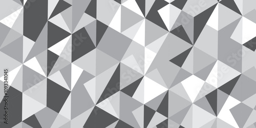 black and gray background seamless mosaic and low polygon triangle texture. triangles in gray tones. Triangle shape retro wall grid pattern geometric ornament tile vector square element.. , <

