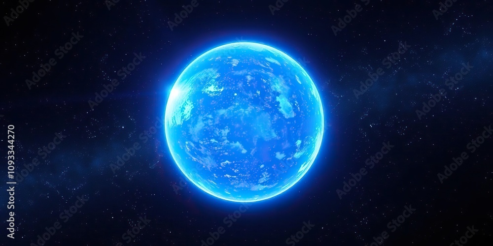 Glowing blue sphere set against a backdrop of deep space, cosmic entity, celestial body, glowing sphere Glowing blue sphere set against a backdrop of deep space, cosmic entity, celestial body, glowing sphere