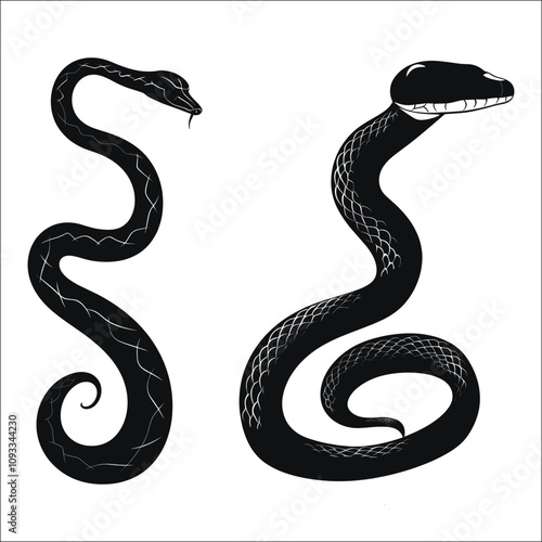 Snake Silhouette Bundle Set, Snake Silhouette PNG