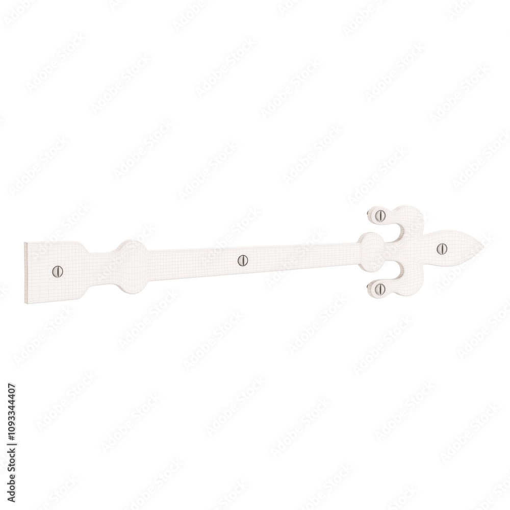 A white object with a pointed end and a decorative design A white object with a pointed end and a decorative design