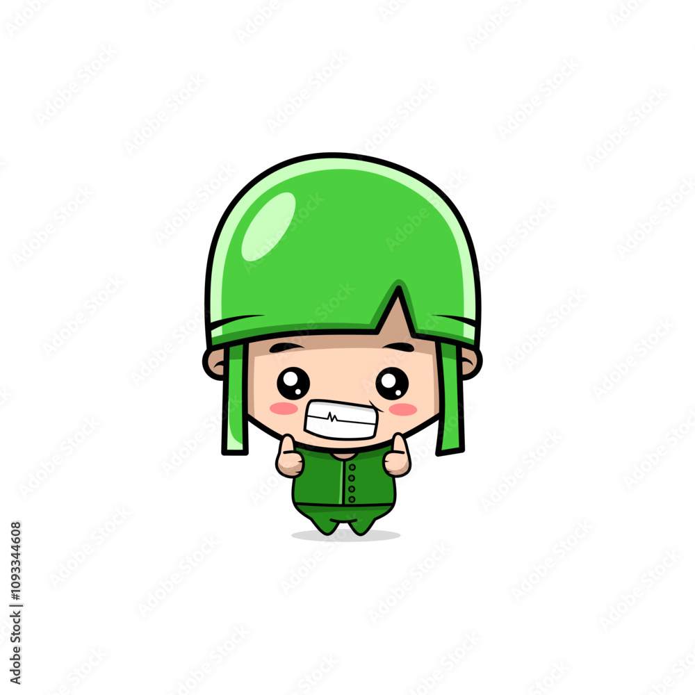 Cute cartoon soldier smiling and giving two thumbs up Cute cartoon soldier smiling and giving two thumbs up