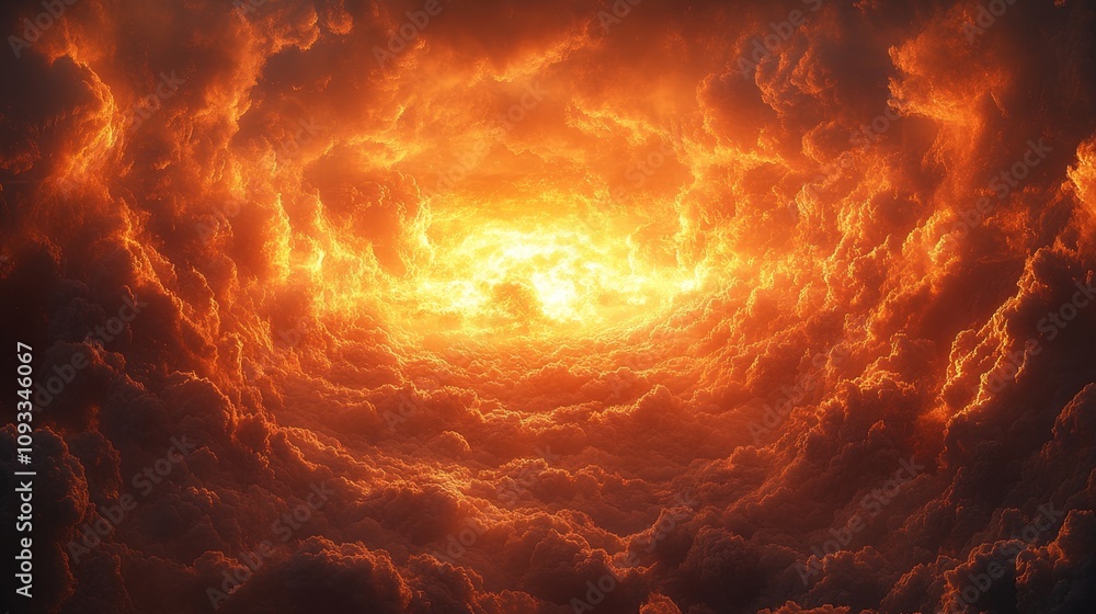 Intense Heat from a Nuclear Detonation Rendering Close-Up with Dramatic Clouds and Fiery Glow Capturing the Energy and Power of Explosive Forces Intense Heat from a Nuclear Detonation Rendering Close-Up with Dramatic Clouds and Fiery Glow Capturing the Energy and Power of Explosive Forces