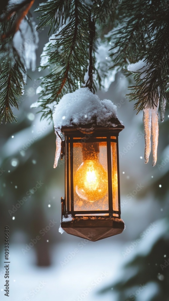 Snowy Lantern Glow in a Winter Wonderland Snowy Lantern Glow in a Winter Wonderland