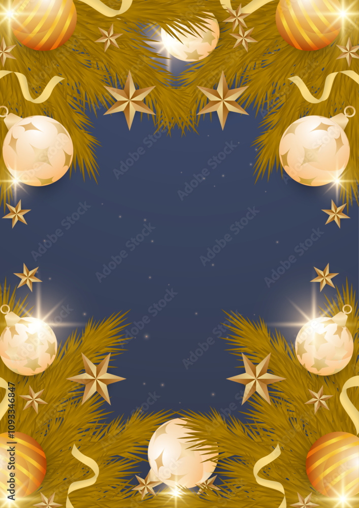 Fototapeta premium Colorful Happy New Year 3d Christmas Poster Greeting Card Composition Of elements With Decorations. Design Illustration for Cover, Print, Poster, Wallpaper, Background, Banner, Pamphlet, Presentation